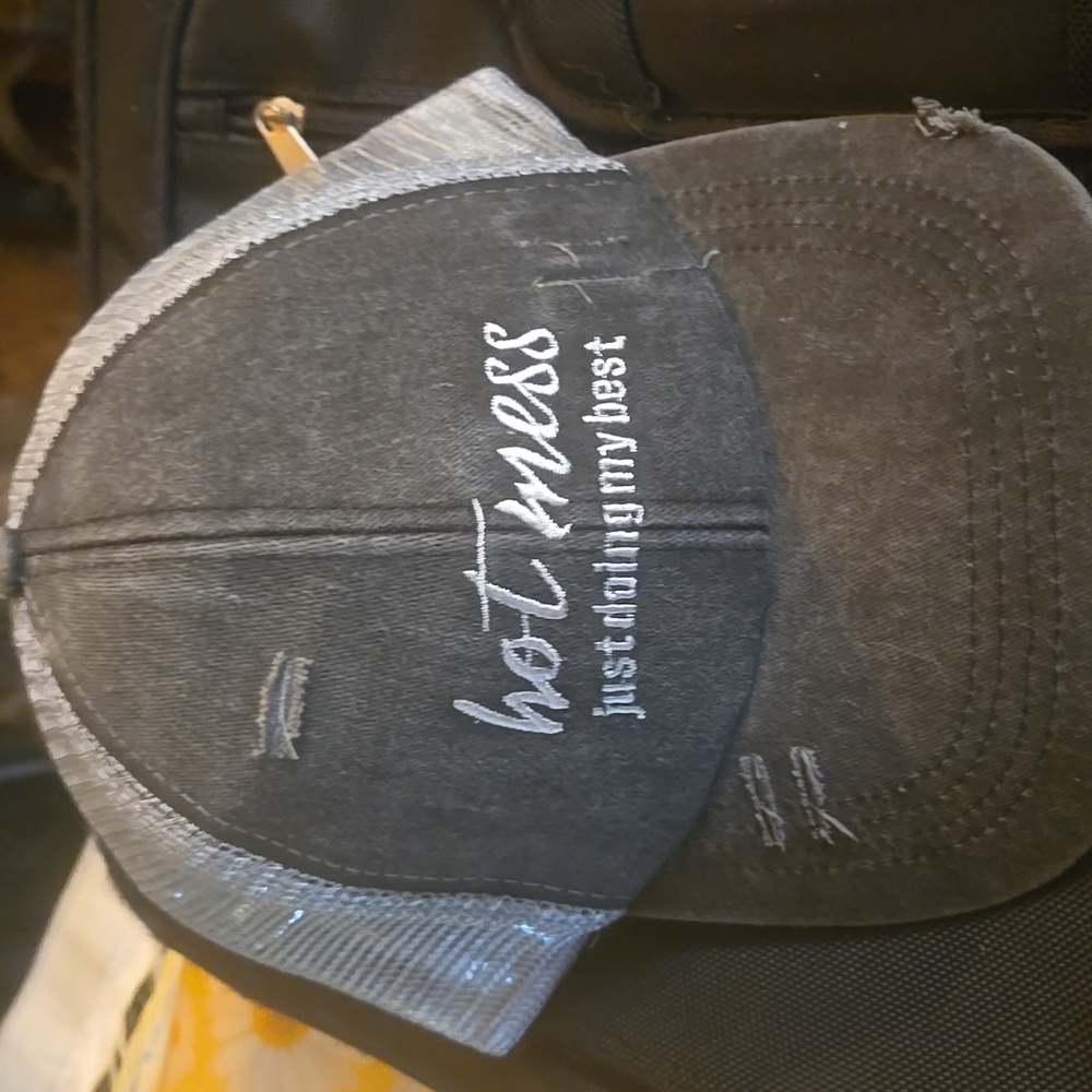 Hot Mess Just Doing My Best Gray Distressed Cap  NWOT